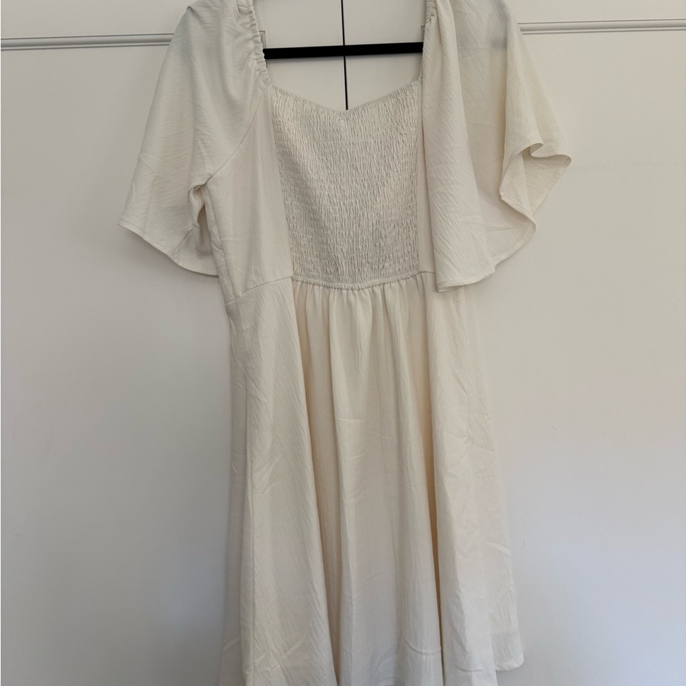 Amazon Women's Ivory Mini Dress with Front Tie - Picture 4 of 6